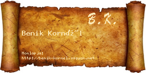 Benik Kornél névjegykártya