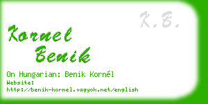 kornel benik business card
